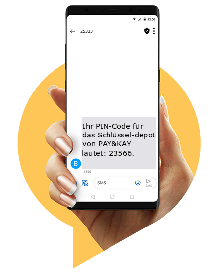 Pay and Key SMS service for sending the PIN